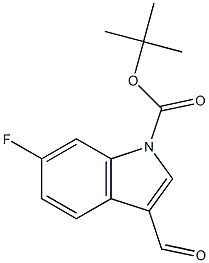 TERT-BUTYL 6-FLUORO-3-FORMYL-1H-INDOLE-1-CARBOXYLATE 化学構造式
