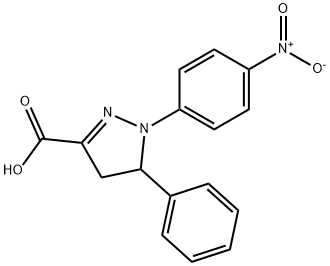 1-(4-nitrophenyl)-5-phenyl-4,5-dihydro-1H-pyrazole-3-carboxylic acid 化学構造式