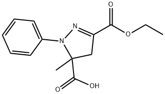 3-(ethoxycarbonyl)-5-methyl-1-phenyl-4,5-dihydro-1H-pyrazole-5-carboxylic acid Struktur