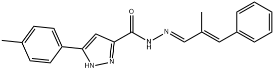 N-((1E,2E)-2-methyl-3-phenylallylidene)-3-(p-tolyl)-1H-pyrazole-5-carbohydrazide Structure