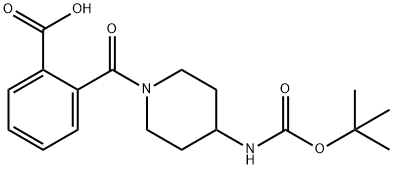 2-[4-(tert-Butoxycarbonylamino)piperidine-1-carbonyl]benzoic acid Structure