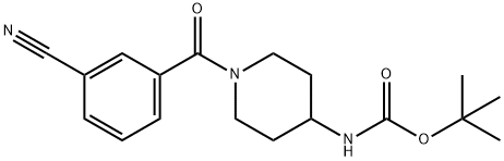 tert-Butyl 1-(3-cyanobenzoyl)piperidin-4-ylcarbamate Struktur