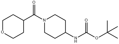 TERT-ブチル 1-(テトラヒドロ-2H-ピラン-4-カルボニル)ピペリジン-4-イルカルバメート 化学構造式