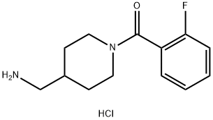 [4-(Aminomethyl)piperidin-1-yl](2-fluorophenyl)methanone hydrochloride Structure