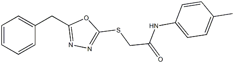 2-[(5-benzyl-1,3,4-oxadiazol-2-yl)sulfanyl]-N-(4-methylphenyl)acetamide 化学構造式