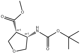 methyl cis-4-{[(tert-butoxy)carbonyl]amino}oxolane-3-carboxylate, 1310708-60-1, 结构式
