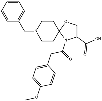 8-benzyl-4-[2-(4-methoxyphenyl)acetyl]-1-oxa-4,8-diazaspiro[4.5]decane-3-carboxylic acid Structure