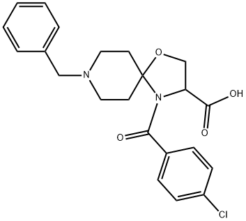 8-benzyl-4-(4-chlorobenzoyl)-1-oxa-4,8-diazaspiro[4.5]decane-3-carboxylic acid Struktur