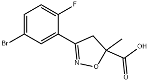 3-(5-bromo-2-fluorophenyl)-5-methyl-4,5-dihydro-1,2-oxazole-5-carboxylic acid, 1326814-80-5, 结构式