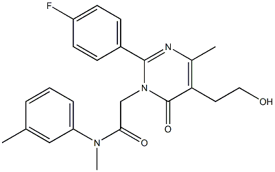 2-[2-(4-fluorophenyl)-5-(2-hydroxyethyl)-4-methyl-6-oxopyrimidin-1-yl]-N-methyl-N-(3-methylphenyl)acetamide 结构式