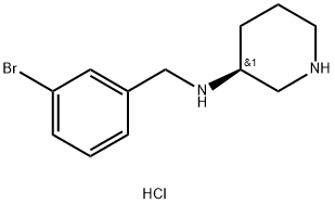 (S)-N-[(3-ブロモフェニル)メチル]ピペリジン-3-アミン二塩酸塩  化学構造式
