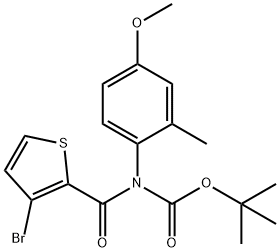 tert-butyl 3-bromothiophene-2-carbonyl(4-methoxy-2-methylphenyl)carbamate Struktur