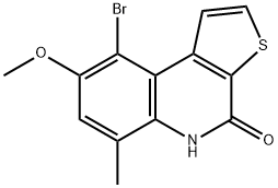 9-bromo-8-methoxy-6-methylthieno[2,3-c]quinolin-4(5H)-one Struktur