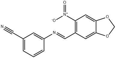 3-{[(6-nitro-1,3-benzodioxol-5-yl)methylene]amino}benzonitrile Structure