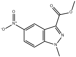 METHYL 1-METHYL-5-NITRO-1H-INDAZOLE-3-CARBOXYLATE 化学構造式