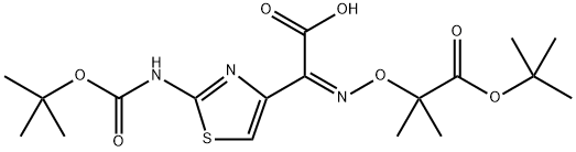 2-(((1-(叔丁氧基)-2-甲基-1-氧丙烷-2-基)氧基)亚氨基)-2-(2-((叔丁氧基羰基)氨基)噻唑-4 -基)乙酸 结构式