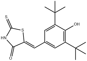 (Z)-5-(3,5-di-tert-butyl-4-hydroxybenzylidene)-2-thioxothiazolidin-4-one Struktur