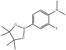 2-fluoro-N,N-dimethyl-4-(4,4,5,5-tetramethyl-1,3,2-dioxaborolan-2-yl)aniline 化学構造式
