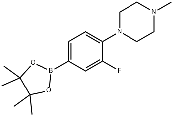 1-(2-fluoro-4-(4,4,5,5-tetramethyl-1,3,2-dioxaborolan-2-yl)phenyl)-4-methylpiperazine Struktur