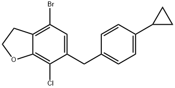 4-BROMO-7-CHLORO-6-(4-CYCLOPROPYLBENZYL)-2,3-DIHYDROBENZOFURAN Structure