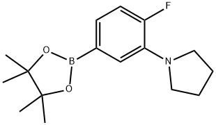 1-(2-fluoro-5-(4,4,5,5-tetramethyl-1,3,2-dioxaborolan-2-yl)phenyl)pyrrolidine Struktur