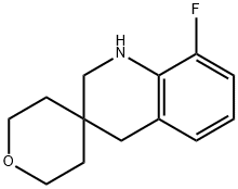 8'-フルオロ-2'4'-ジヒドロ-1'H-スピロ[オキサン-4,3'-キノリン] 化学構造式