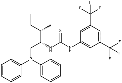 N-[3,5-bis(trifluoromethyl)phenyl]-N'-
[(1S,2S)-1-[(diphenylphosphino)methyl]-2-
methylbutyl]-Thiourea Struktur