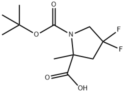 1-(TERT-ブチルトキシカルボニル)-4,4-ジフルオロ-2-メチルピロリジン-2-カルボン酸 化学構造式