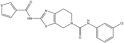 N-(3-chlorophenyl)-2-(thiophene-3-carbonylamino)-6,7-dihydro-4H-[1,3]thiazolo[5,4-c]pyridine-5-carboxamide Struktur