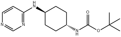 (1R*,4R*)-tert-Butyl N-[4-(pyrimidin-4-ylamino)cyclohexyl]carbamate Struktur