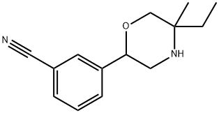 3-(5-ethyl-5-methylmorpholin-2-yl)benzonitrile,1491405-96-9,结构式