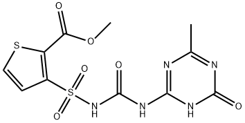 methyl 3-[({[(4-hydroxy-6-methyl-1,3,5-triazin-2-yl)amino]carbonyl}amino)sulfonyl]-2-thiophene methyl carboxylate Struktur