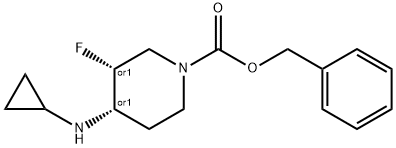 Cis-benzyl 4-(cyclopropylamino)-3-fluoropiperidine-1-carboxylate Struktur