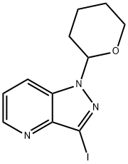 1H-Pyrazolo[4,3-b]pyridine, 3-iodo-1-(tetrahydro-2H-pyran-2-yl)- Structure