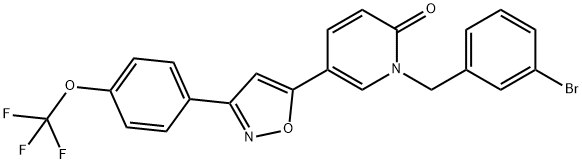 1-(3-bromobenzyl)-5-(3-(4-(trifluoromethoxy)phenyl)isoxazol-5-yl)pyridin-2(1H)-one 化学構造式