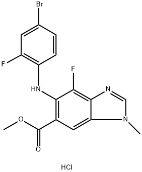 methyl 5-((4-bromo-2-fluorophenyl)amino)-4-fluoro-1-methyl-1H-benzo[d]imidazole-6-carboxylate Structure