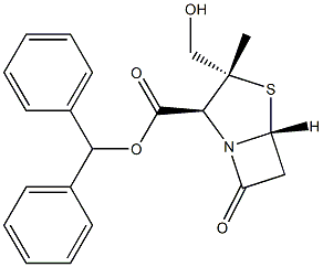 benzhydryl (2S,3R,5R)-3-hydroxymethyl-3-methyl-7-oxo-4-thia-1-aza-bicyclo[3.2.0]heptane-2-carboxylate Struktur