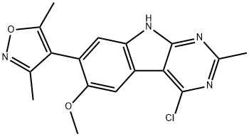 4-(4-chloro-6-methoxy-2-methyl-9H-pyrimido[4,5-b]indol-7-yl)-3,5-dimethylisoxazole Struktur