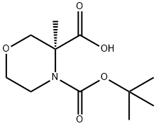 (S)-N-Boc-3-methylmorpholine-3-carboxylic acid, 1638744-49-6, 结构式