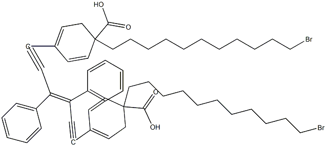 Benzoic acid, 4,4'-[(1,2-diphenyl-1,2-ethenediyl)bis(4,1-phenylene-2,1-ethynediyl)]bis-, 1,1'-bis(11-bromoundecyl) ester Struktur