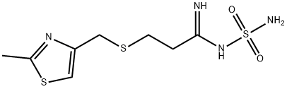3-(((2-(methylthio)thiazol-4-yl)methyl)thio)-N-sulfamoylpropanimidamide Struktur