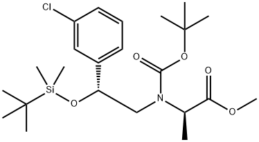 methyl (2R)-2-{(tert-butoxycarbonyl)[(2R)-2-{[tert-butyl(dimethyl)silyl]oxy}-2-(3-chlorophenyl)ethyl]amino}propanoate,174891-00-0,结构式