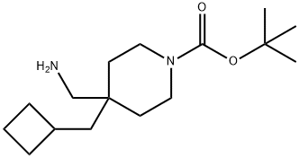 tert-Butyl 4-(aminomethyl)-4-(cyclobutylmethyl)piperidine-1-carboxylate Structure