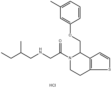 2-(2-methylbutylamino)-1-[4-[(3-methylphenoxy)methyl]-6,7-dihydro-4H-thieno[3,2-c]pyridin-5-yl]ethanone:hydrochloride|RU-SKI 43 HCL;HHAT INHIBITOR