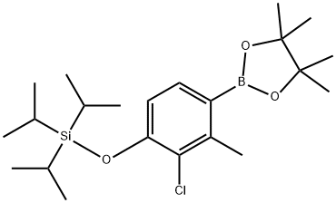[2-氯-3-甲基-4-(4,4,5,5-四甲基-1,3,2-二氧硼杂环戊烷-2-基)苯氧基]三异丙基硅烷,1799612-13-7,结构式