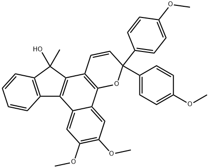 6,7-二甲氧基-3,3-双(4-甲氧苯基)-13-甲基-3,13-二氢苯并[H]茚[2,1-F]苯并哌喃-13-醇 结构式