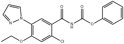 phenyl (2-chloro-4-ethoxy-5-(1H-pyrazol-1-yl)benzoyl)carbamate 化学構造式