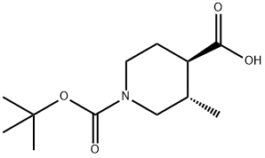 (3S,4R)-1-(叔丁氧基羰基)-3-甲基哌啶-4-羧酸;(3S,4R)-1-BOC-3-甲基-哌啶-4-羧酸,1821782-98-2,结构式