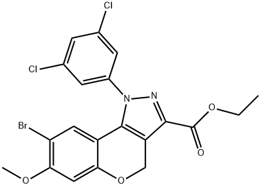 ethyl 8-bromo-1-(3,5-dichlorophenyl)-7-methoxy-1,4-dihydrochromeno[4,3-c]pyrazole-3-carboxylate 结构式