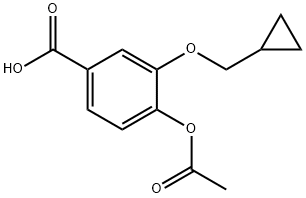 4-Acetoxy-3-(cyclopropylmethoxy)benzoic acid 化学構造式